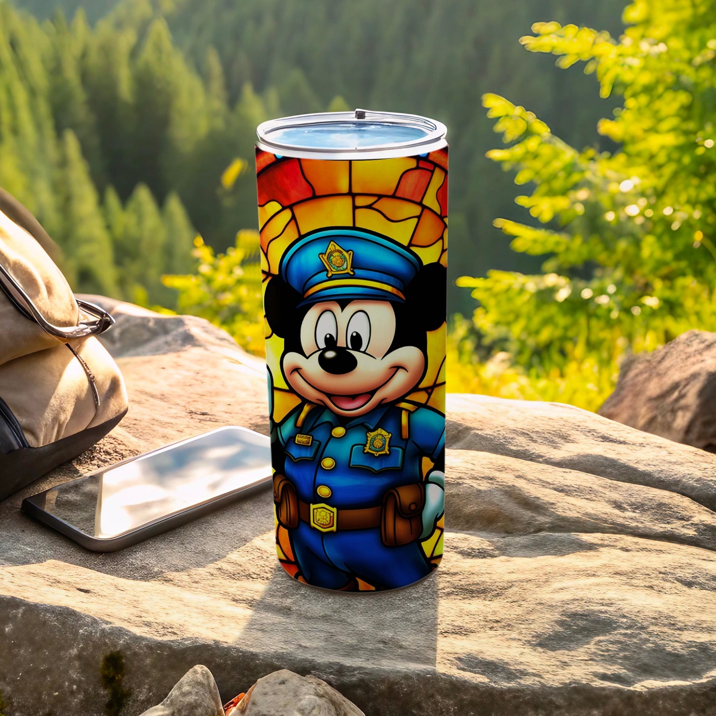 Cartoon Police Officer Character Travel Tumbler