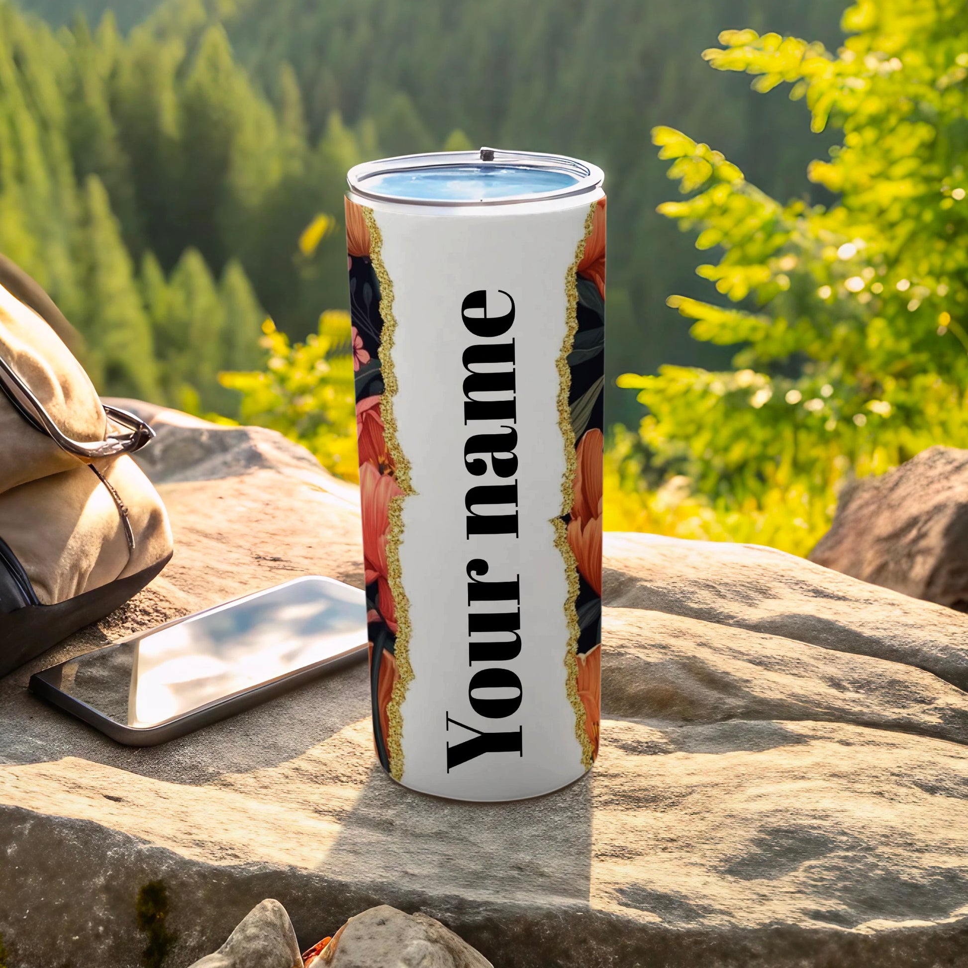Customizable Floral Design Tumbler for Outdoor Adventures