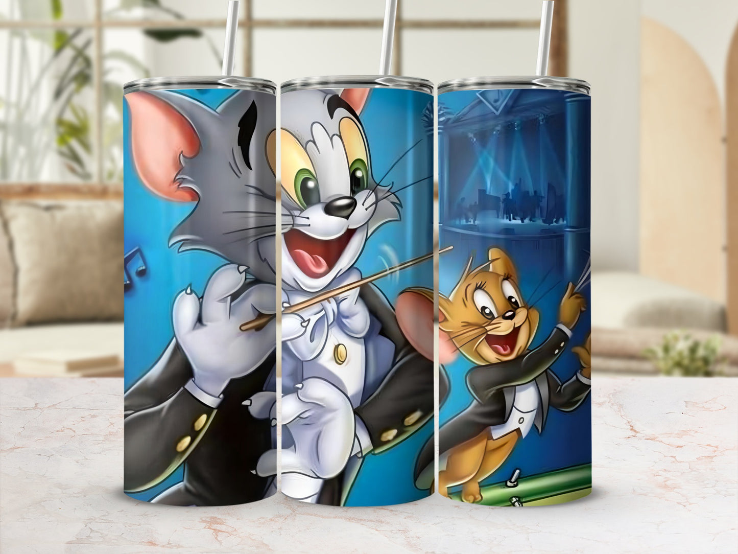 Animated Mouse and Cat Musical Art Tumbler