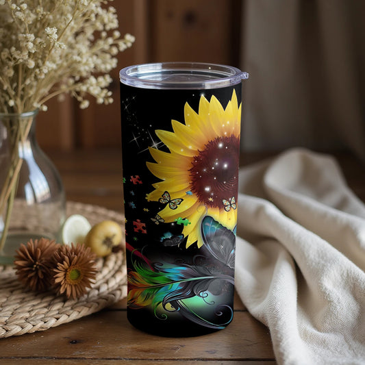 Sunflower and Butterflies Design Tumbler