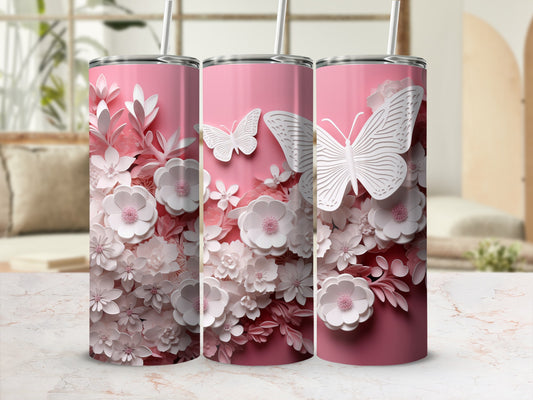 Pink Butterfly Floral Delicate Papercut Design Drinkware product type