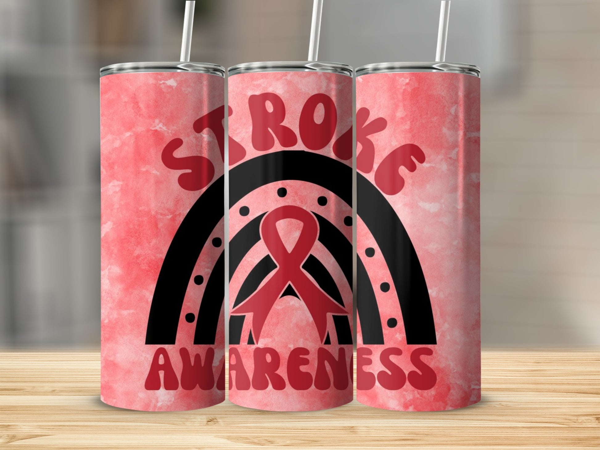 Stroke Awareness Rainbow Design Tumbler Cup