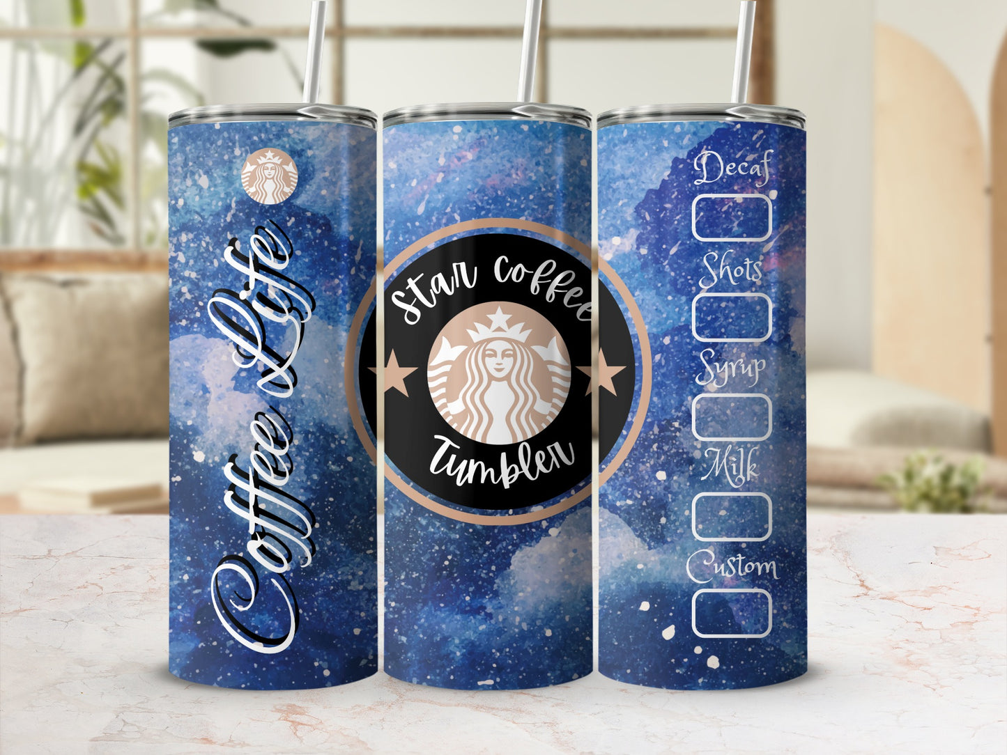 Star Coffee Tumbler with Customizable Drink Options