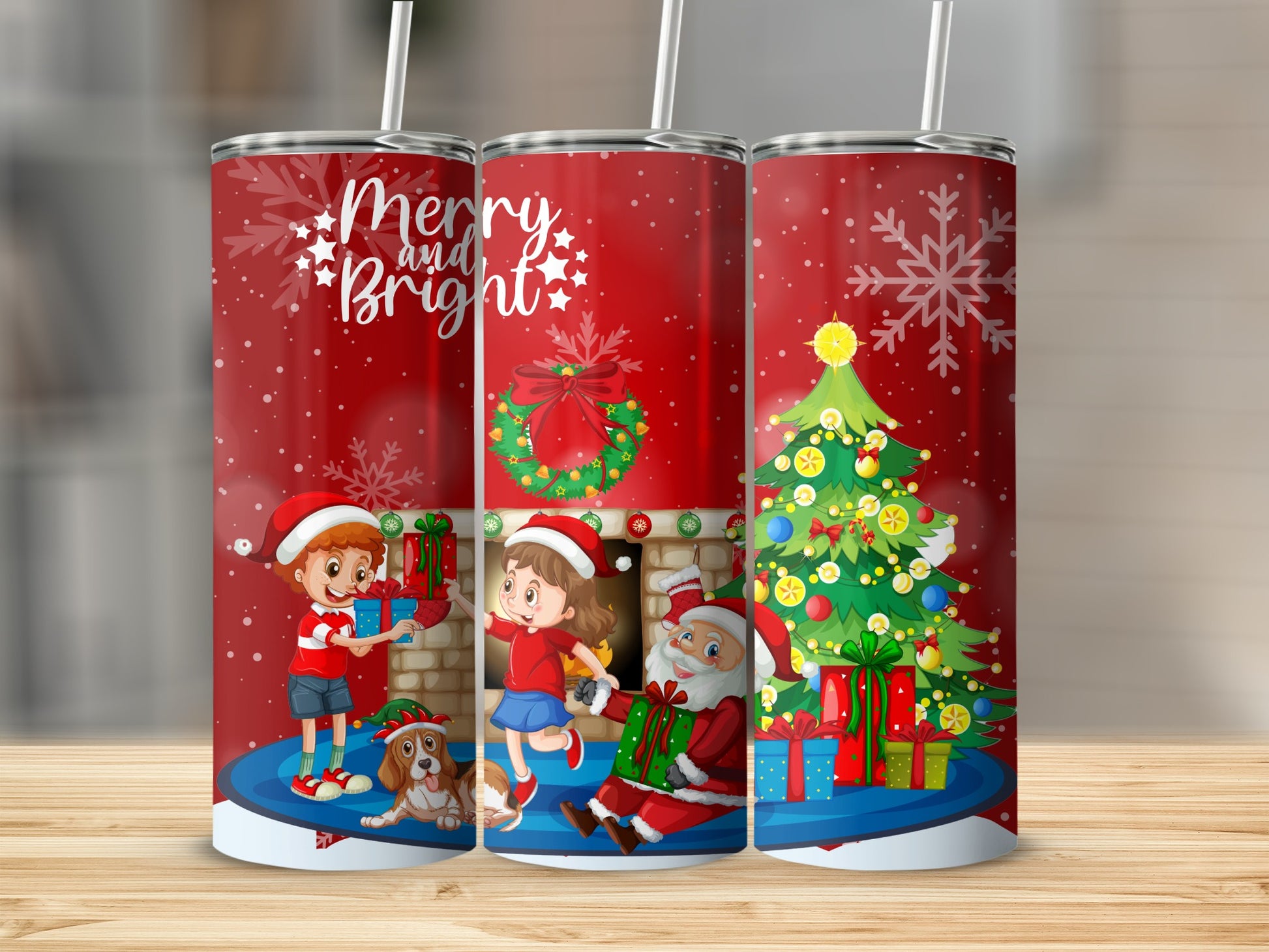 Merry and Bright Christmas Scene Tumbler