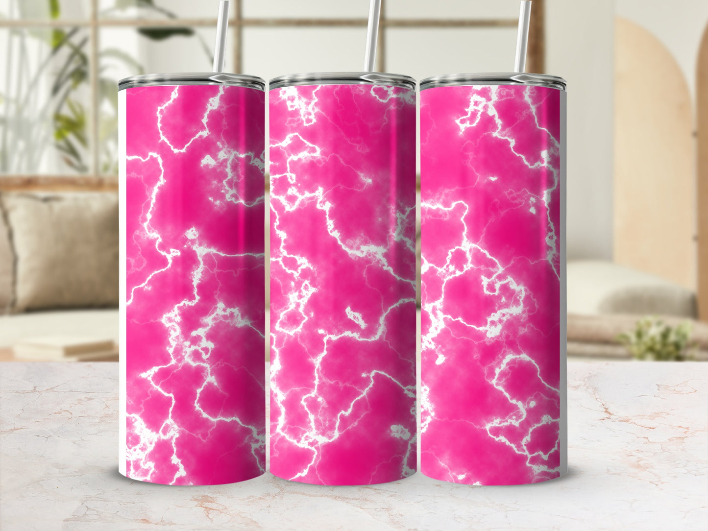 Bright Pink White Lightning Tumbler Design product type