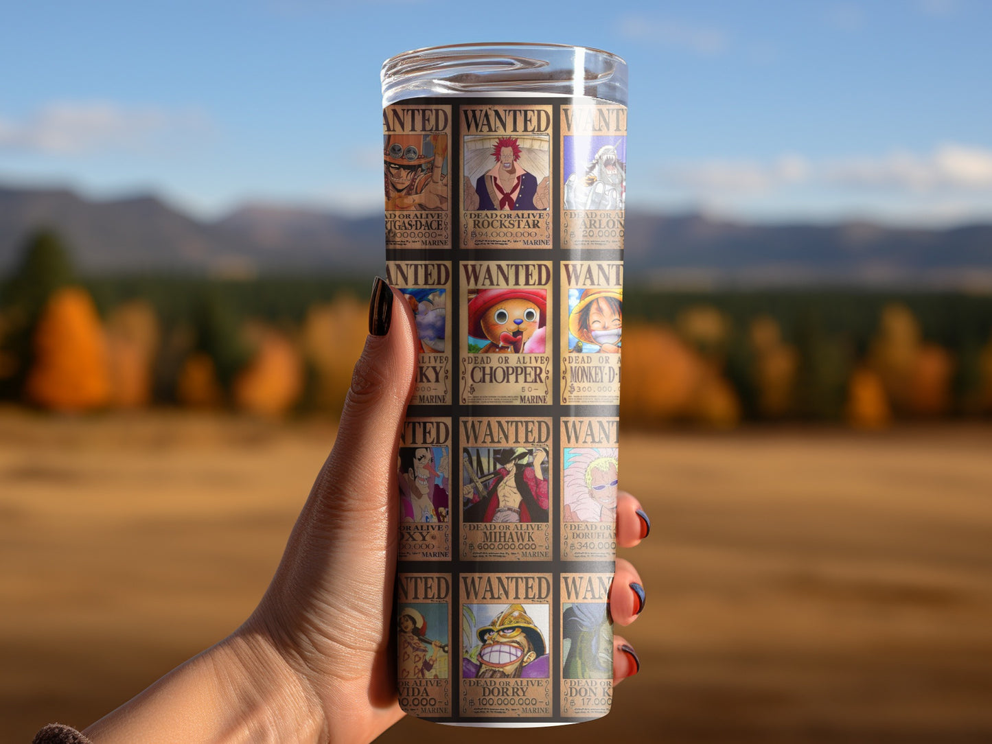 One Piece Anime Wanted Posters of Pirates Bounty Tumblers