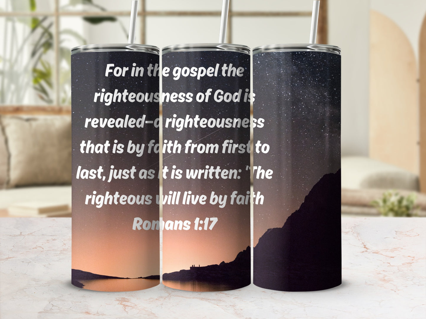 Inspirational Romans 1:17 Faith in Gospel Tumbler
