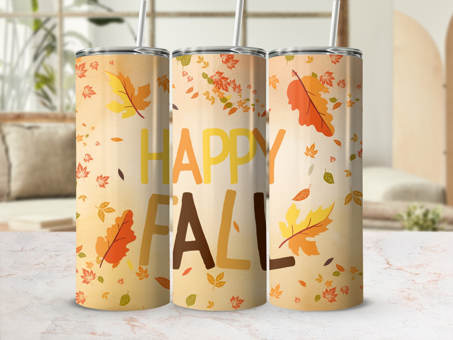 Happy Fall Autumn Leaves Tumbler Cup