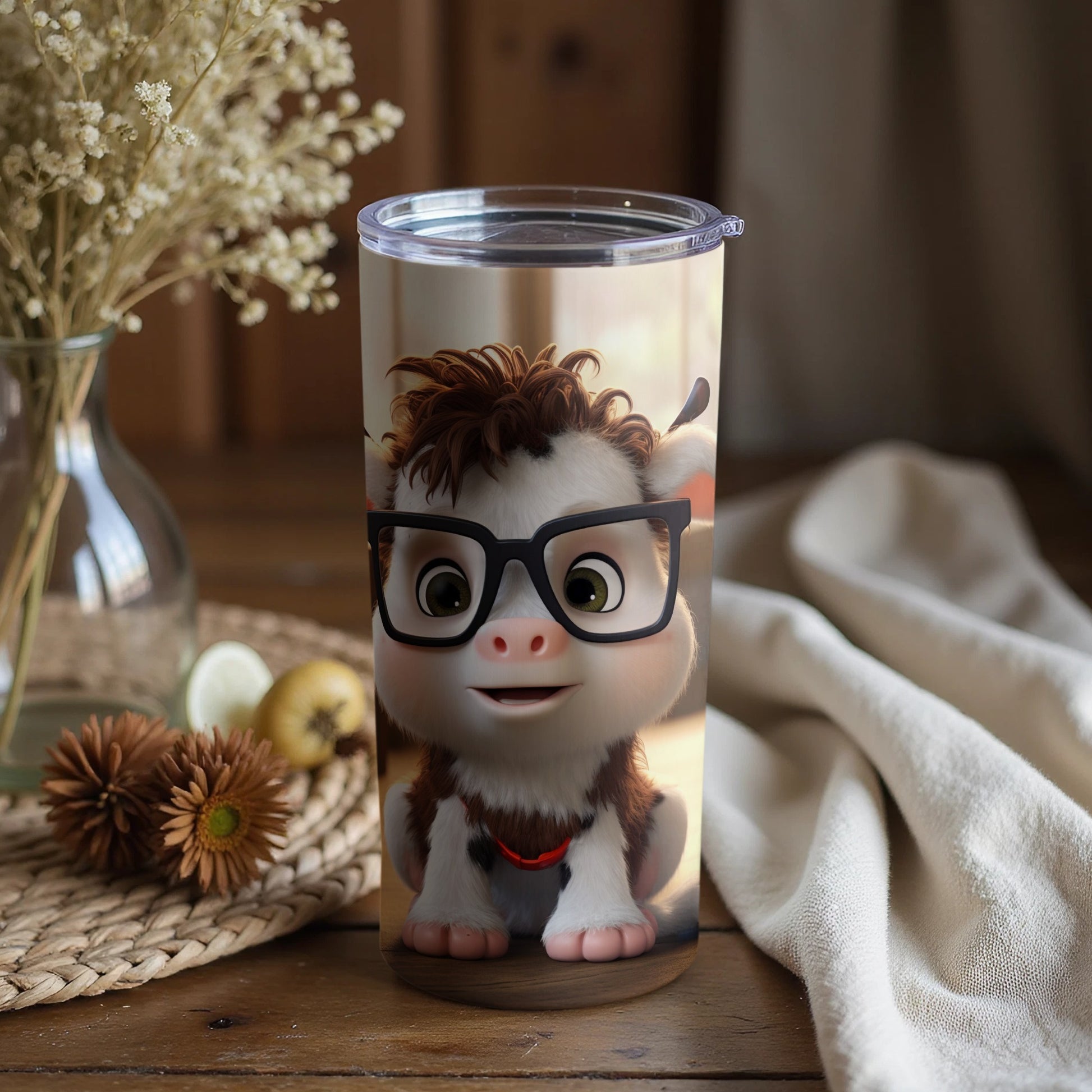Cute Cartoon Animal with Glasses Insulated Tumbler