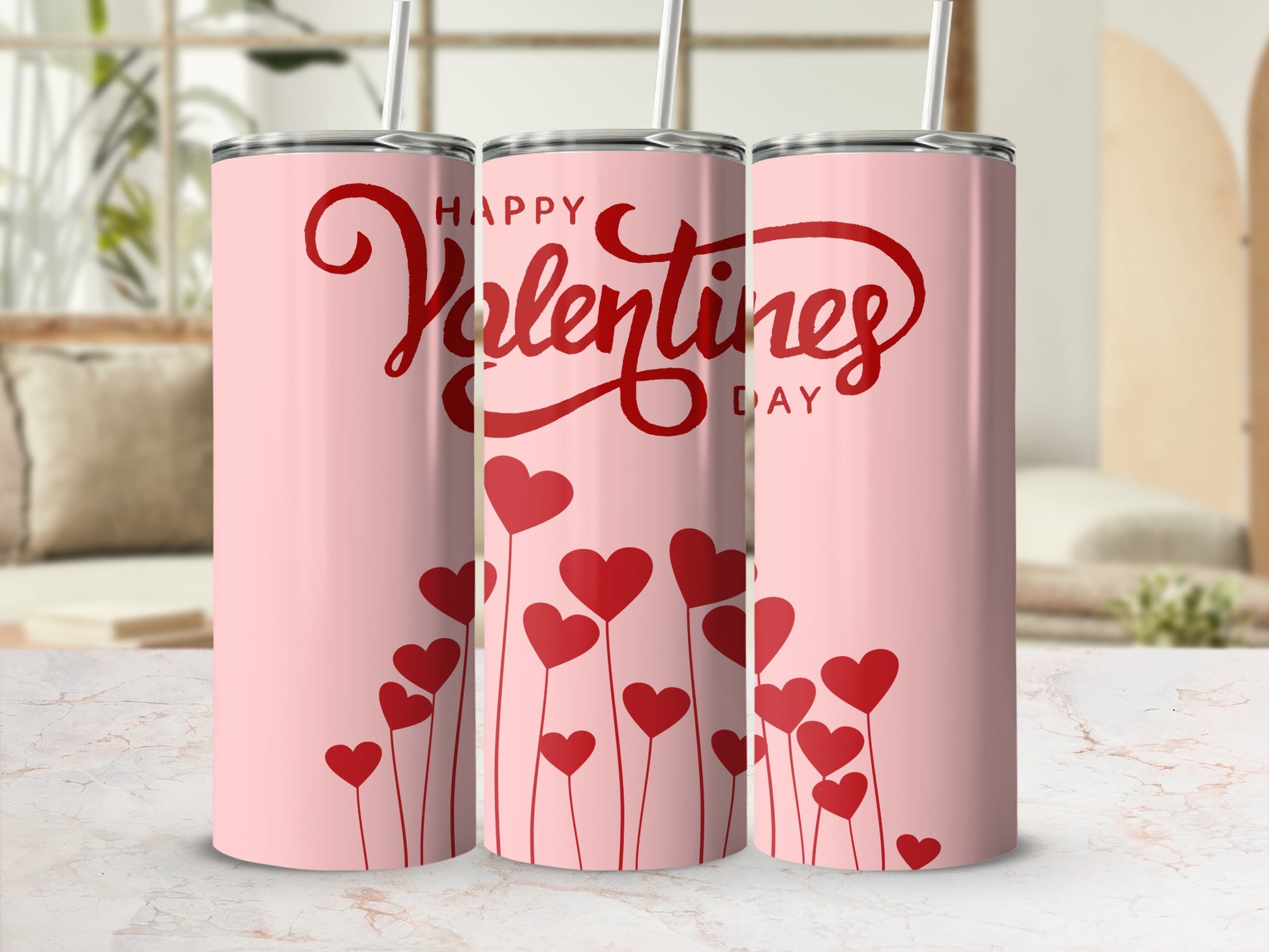 Happy Valentines Day Pink Design Tumbler