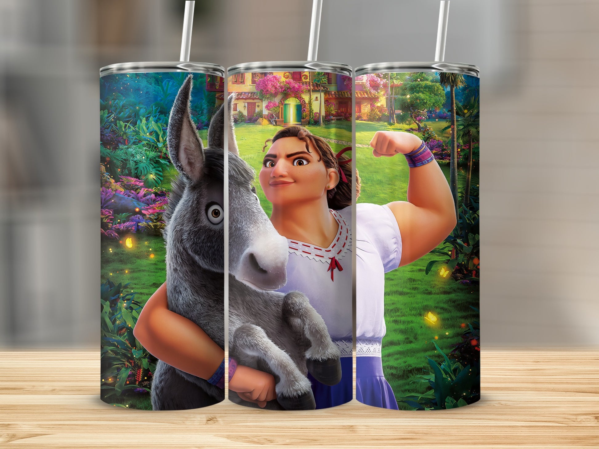 Strong Woman with Donkey Artistic Tumbler Cup