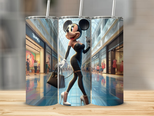 Stylish Minnie Mouse in Shopping Mall Tumbler Design