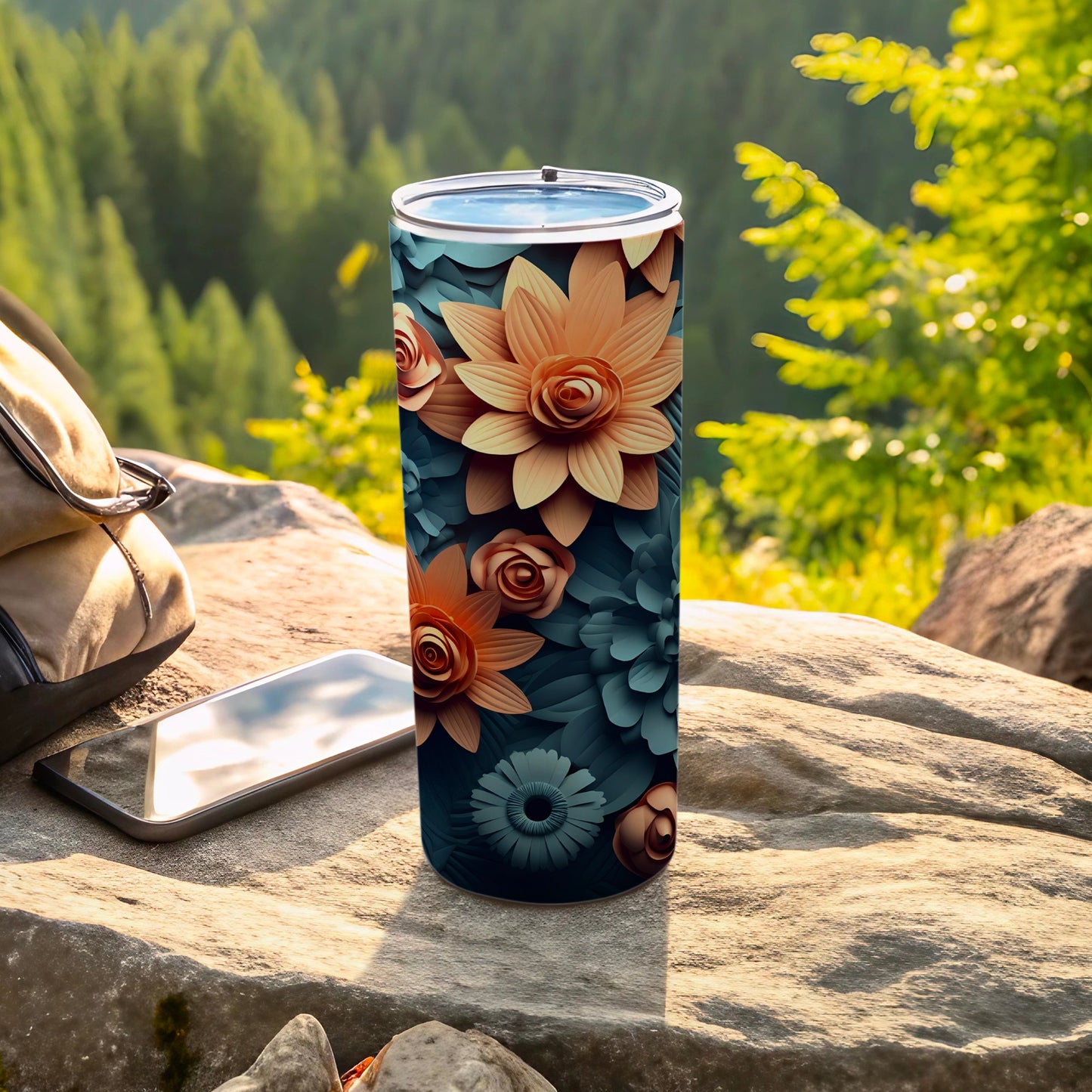Peach Teal Layered Floral 3D Design product type