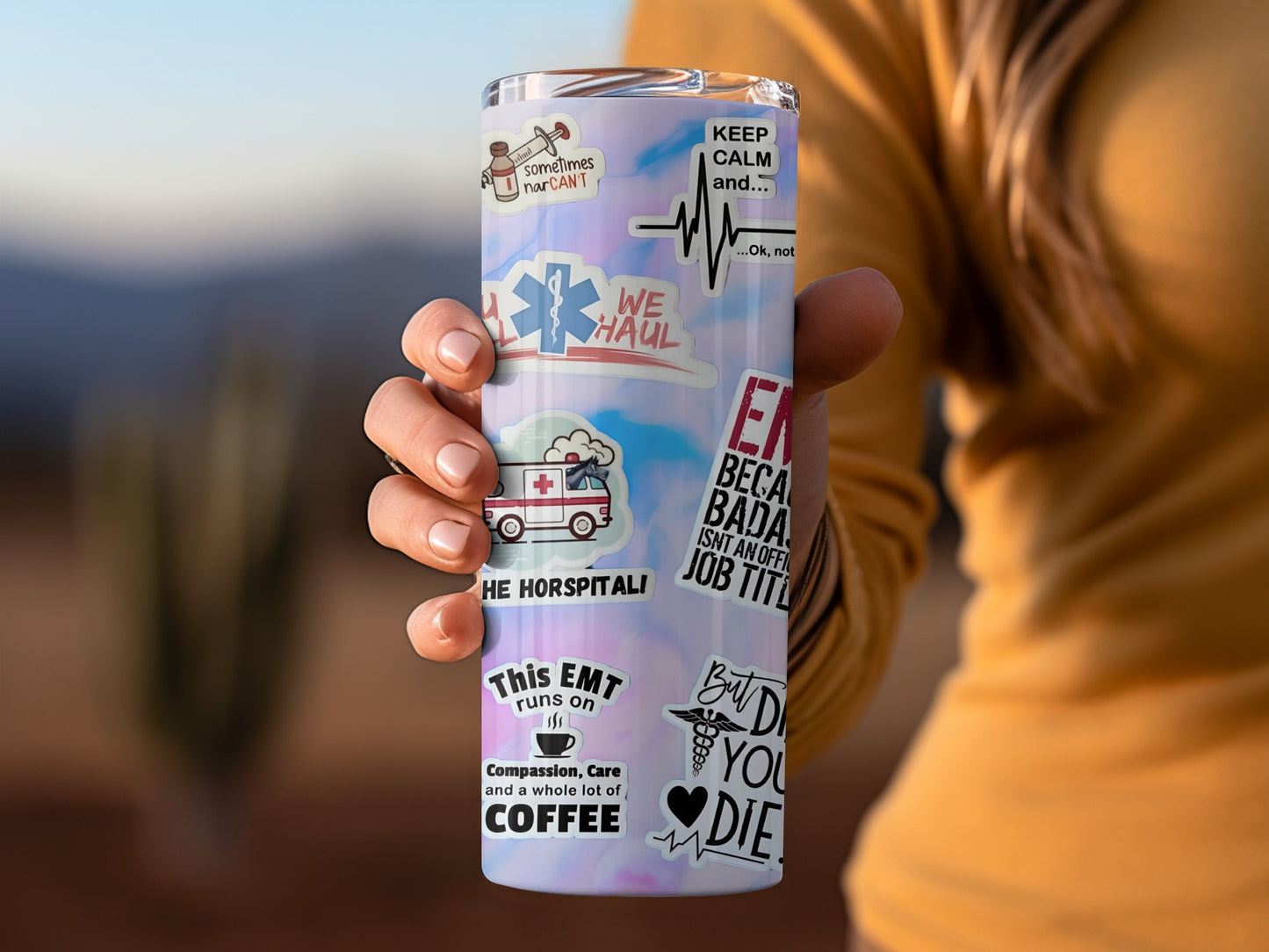 Funny EMT-themed stainless steel travel tumbler