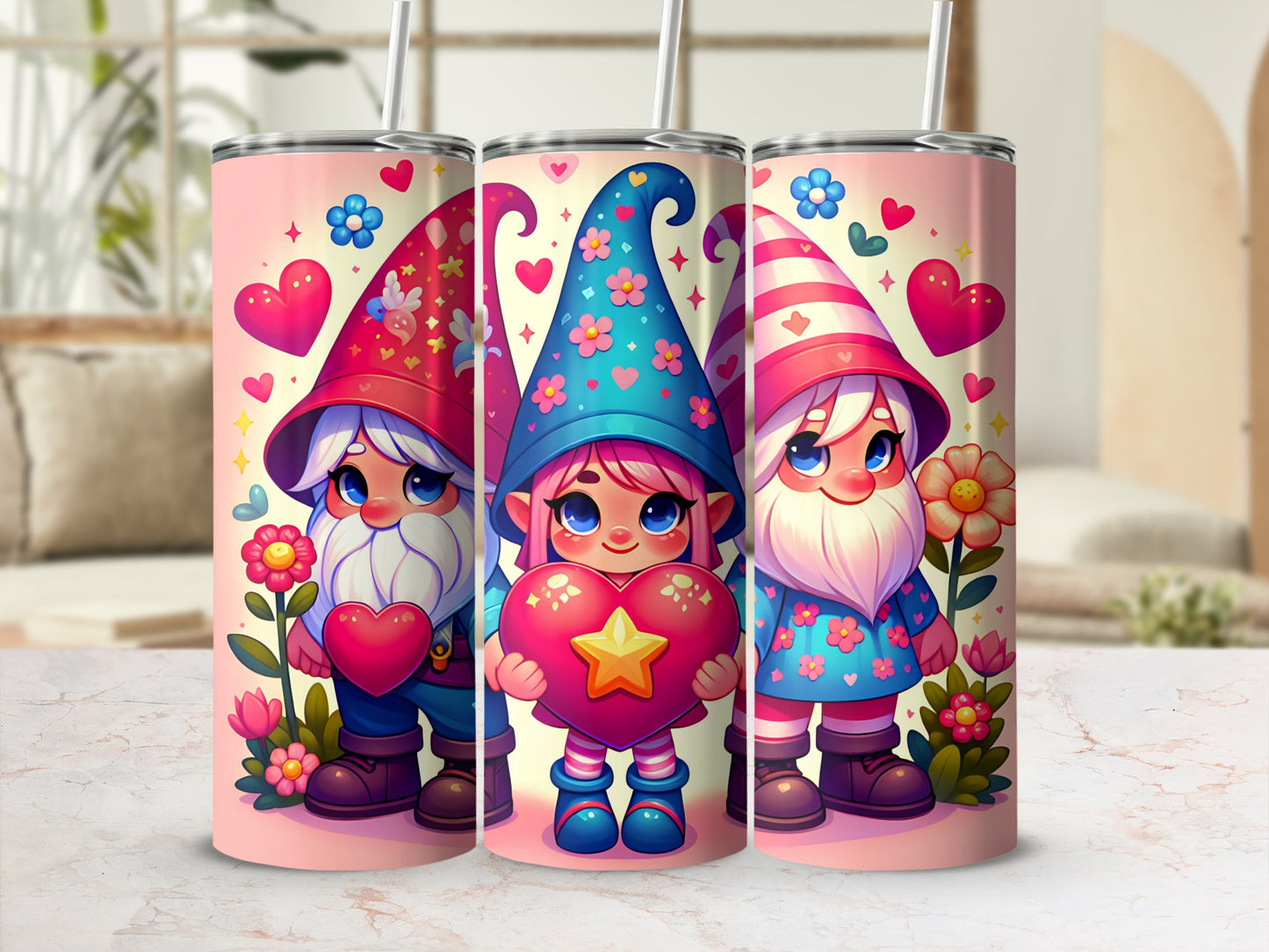 Cute Gnome Characters Printed Tall Tumbler Product