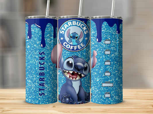 Blue Glitter Starbucks Coffee Character Tumbler