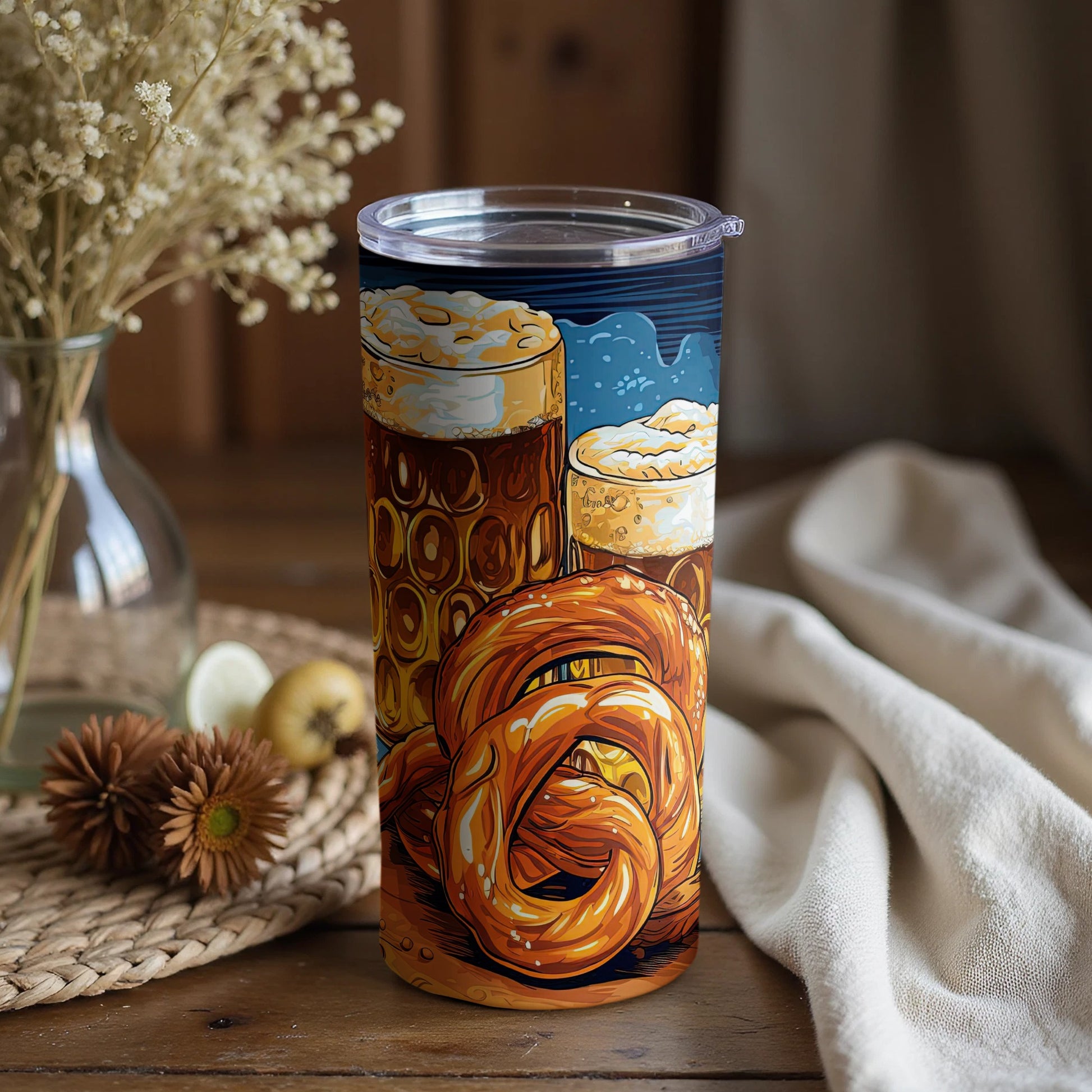 Oktoberfest Beer Stein and Pretzels Insulated Tumbler