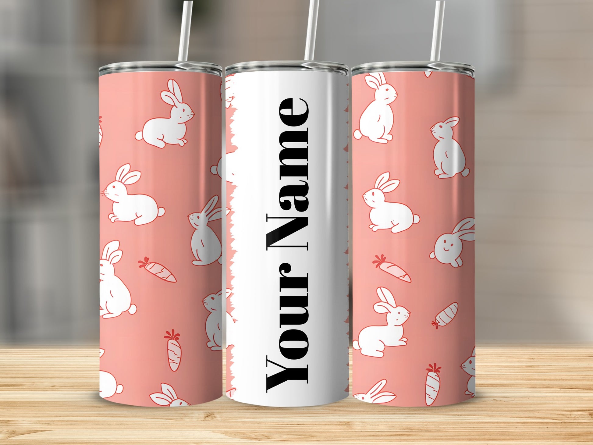 Customizable Bunny Rabbit Themed Tumbler Cups