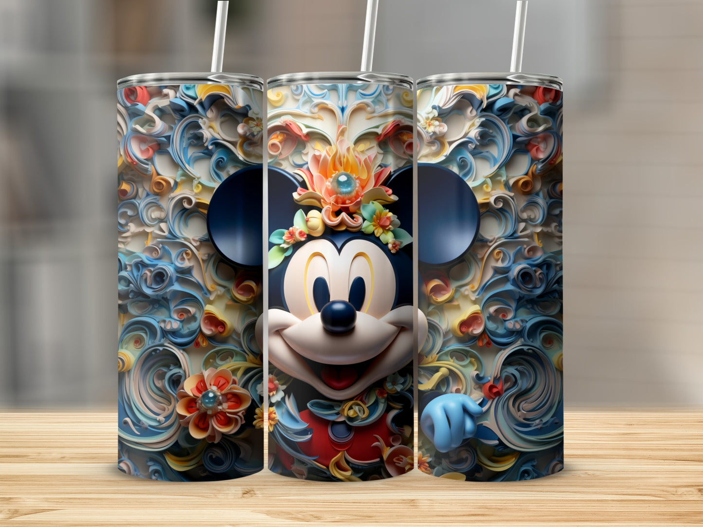 Colorful Disney Mickey Mouse Drink Tumbler Design Artwork