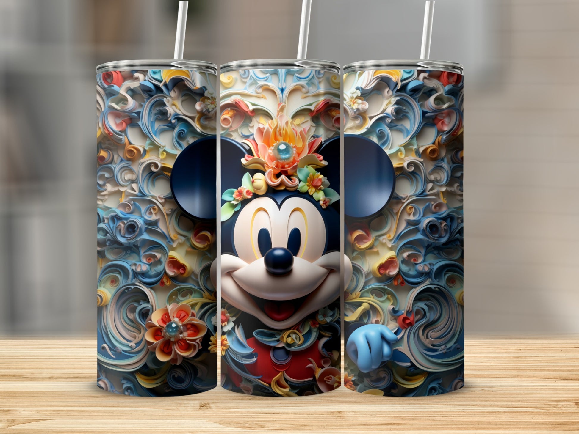 Colorful Disney Mickey Mouse Drink Tumbler Design Artwork