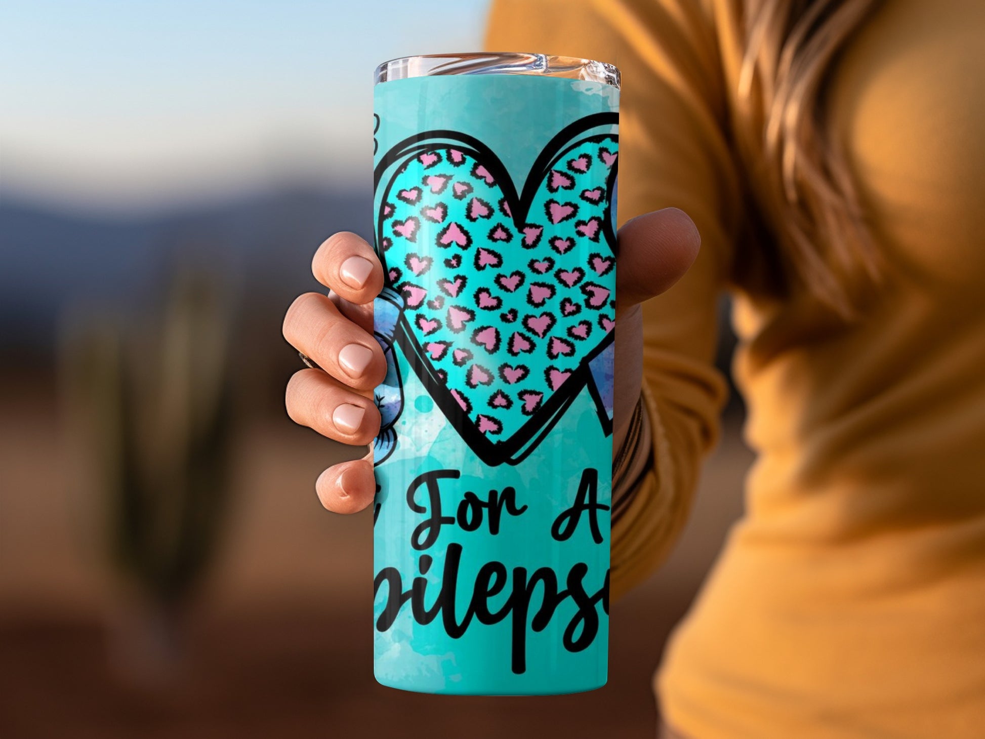 Teal Heart Design For A Special Epilepsy Awareness Tumbler