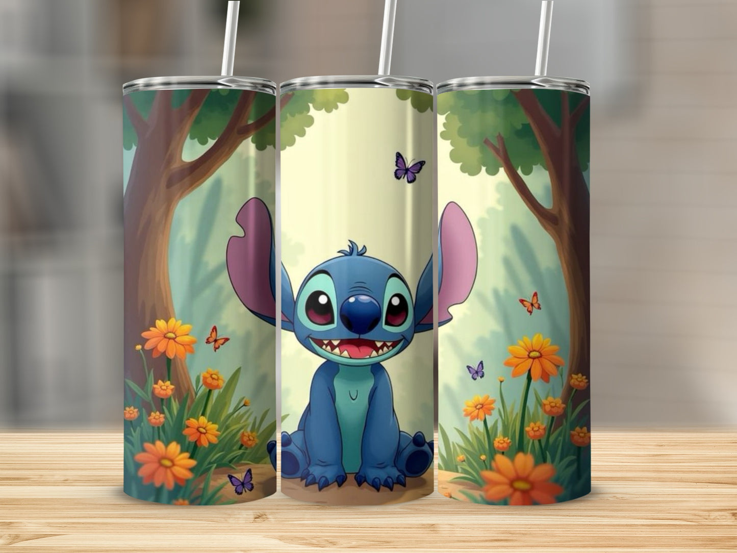 Adorable Blue Character in Forest Scene Tumbler