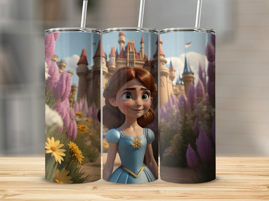 Animated Princess and Castle Design Tumbler Cups
