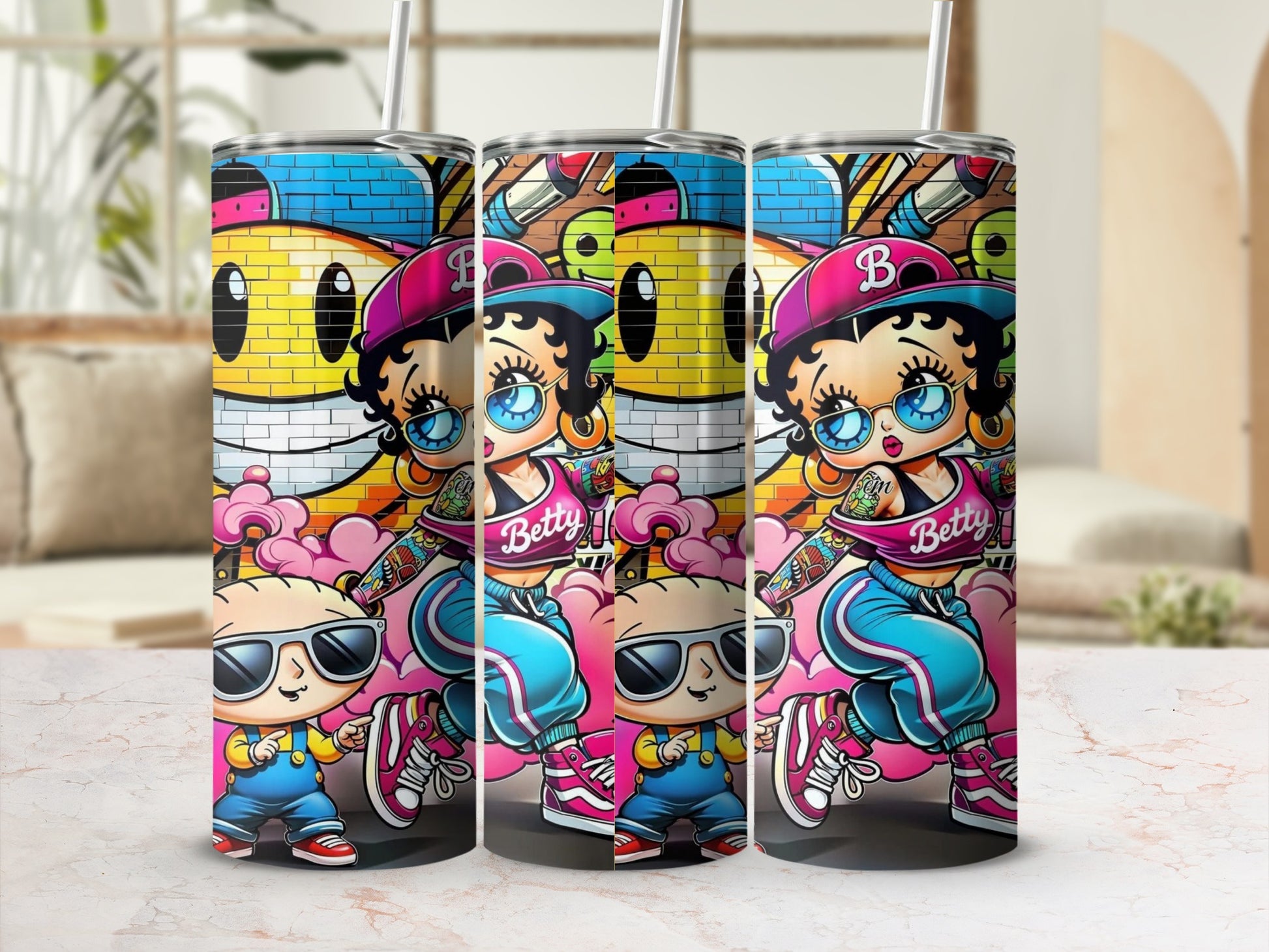 Vibrant Cartoon Characters Insulated Tumbler Cup