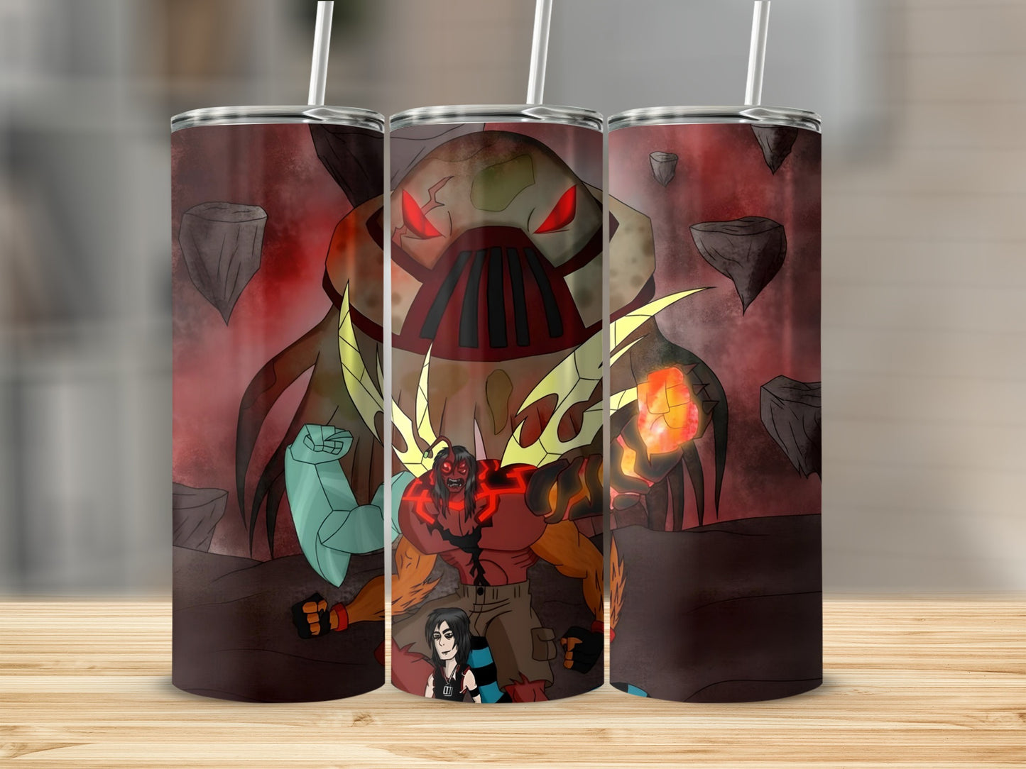 Dark Fantasy Warrior Battle Design Tumbler Cup