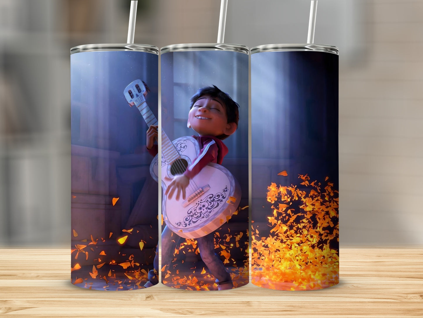 Guitar player with butterflies design tumbler product