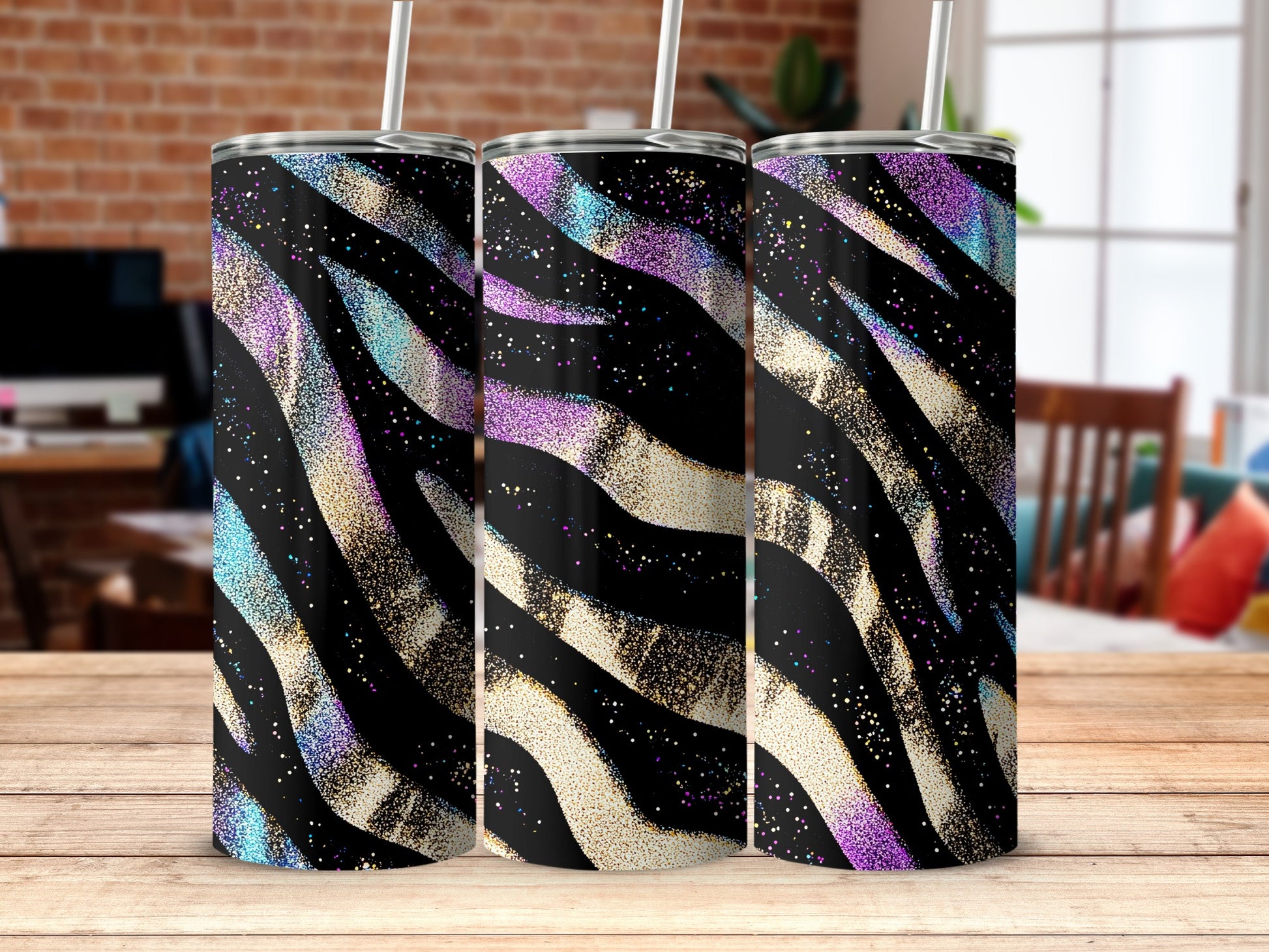 Glittery Zebra Print Tumbler Perfect for Bold Statements