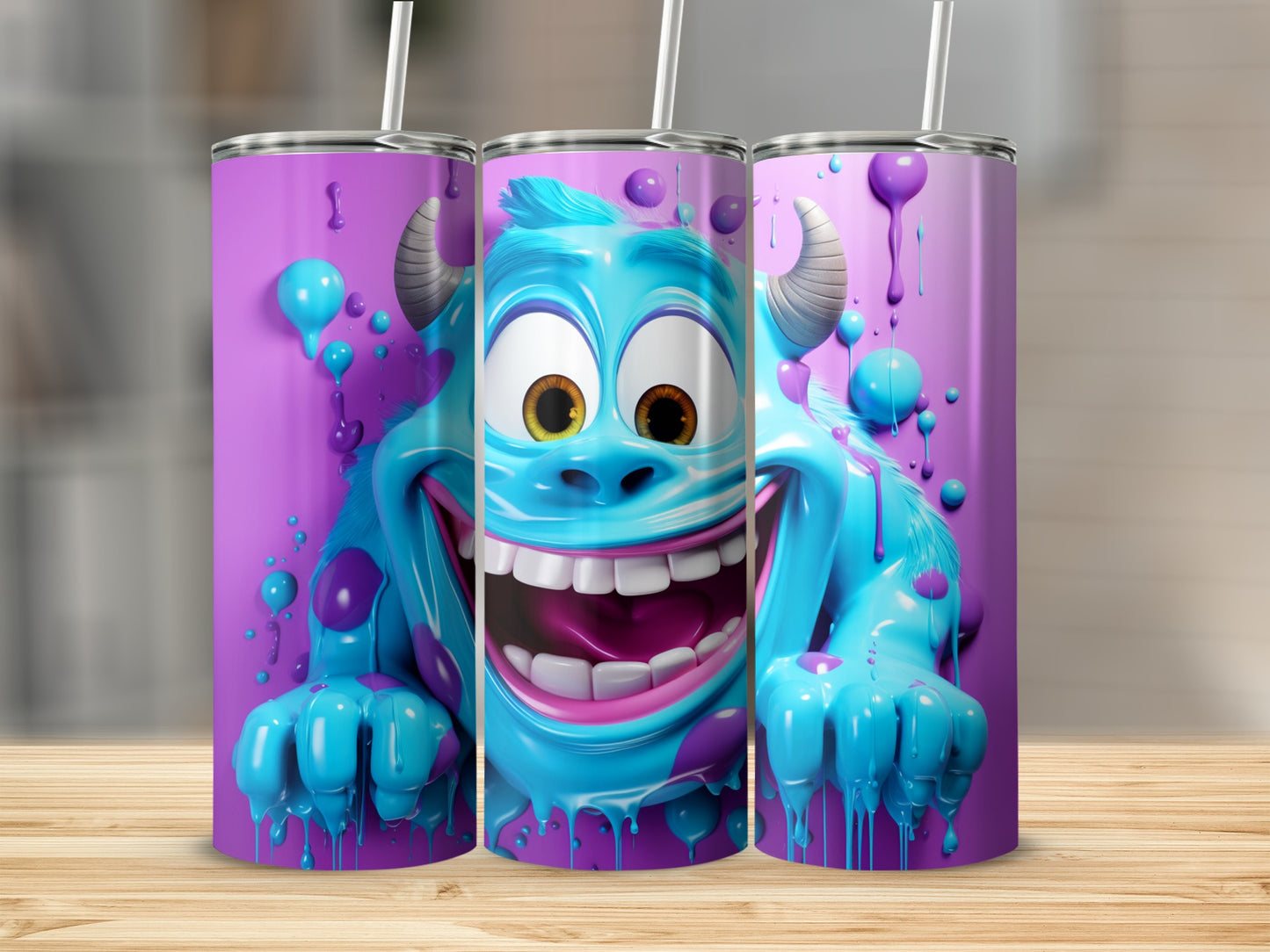 Vibrant Monster Character Purple Blue Tumbler