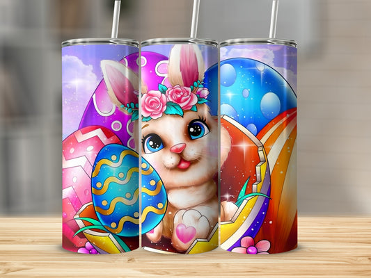 Adorable Bunny and Easter Eggs Tumbler Design