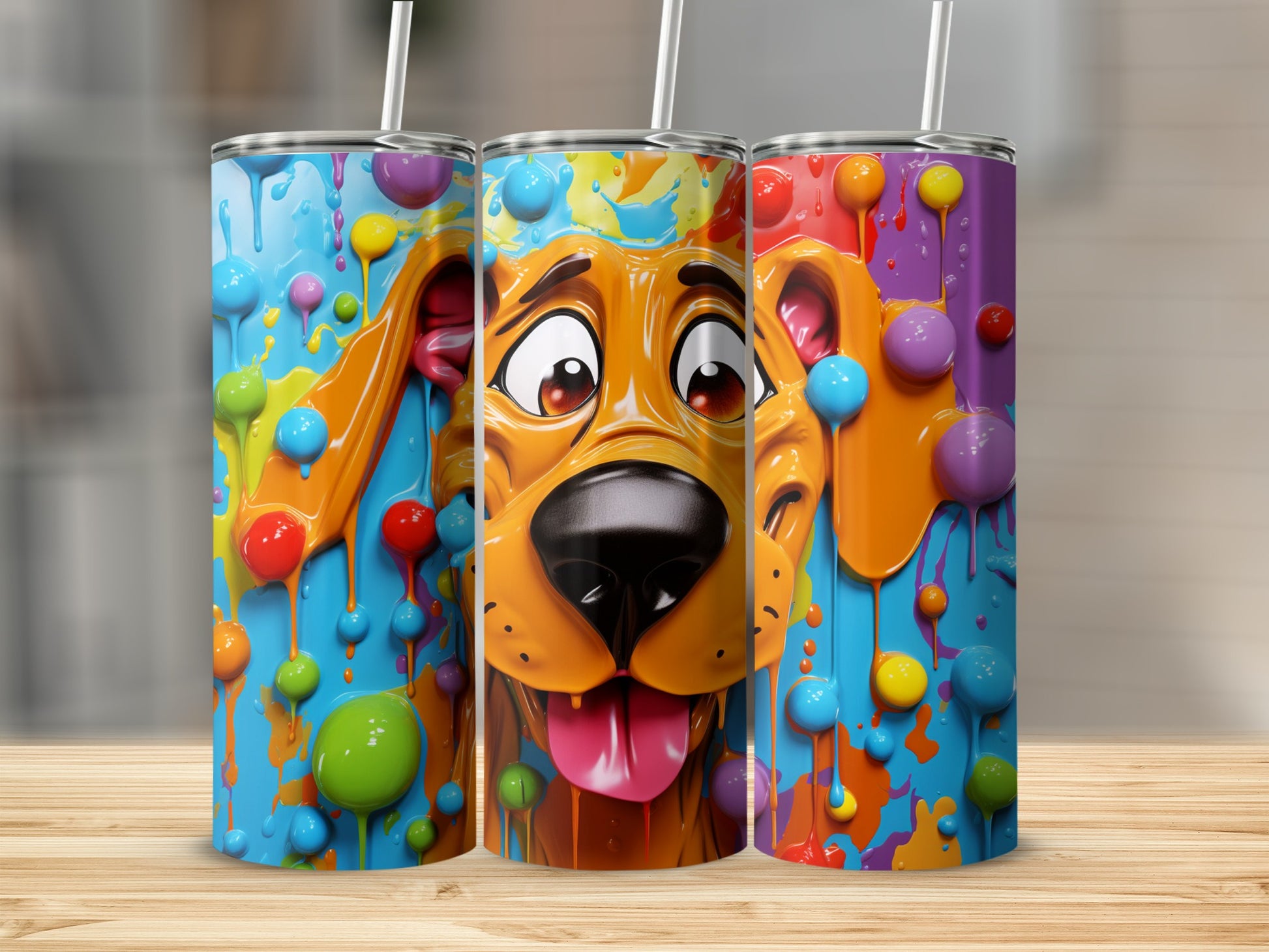 Colorful Dog Design with Splashes Tall Tumbler