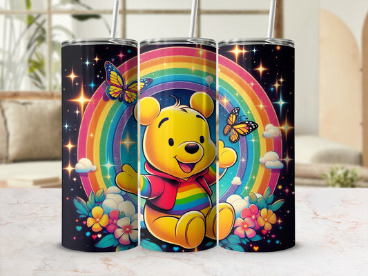Cute Rainbow Bear and Butterfly Tumbler Cup