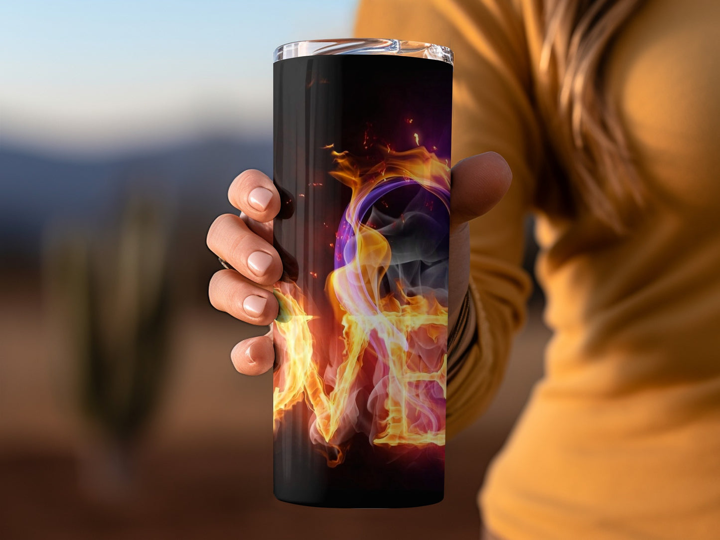 LOVE Letter Flames Heart Shape Digital Art Design Tumblers