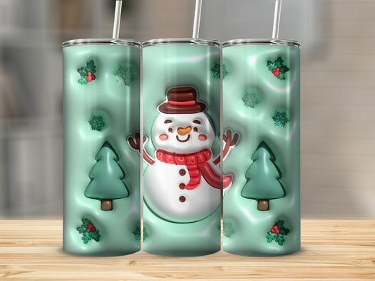 Festive Christmas Snowman and Trees Tumbler