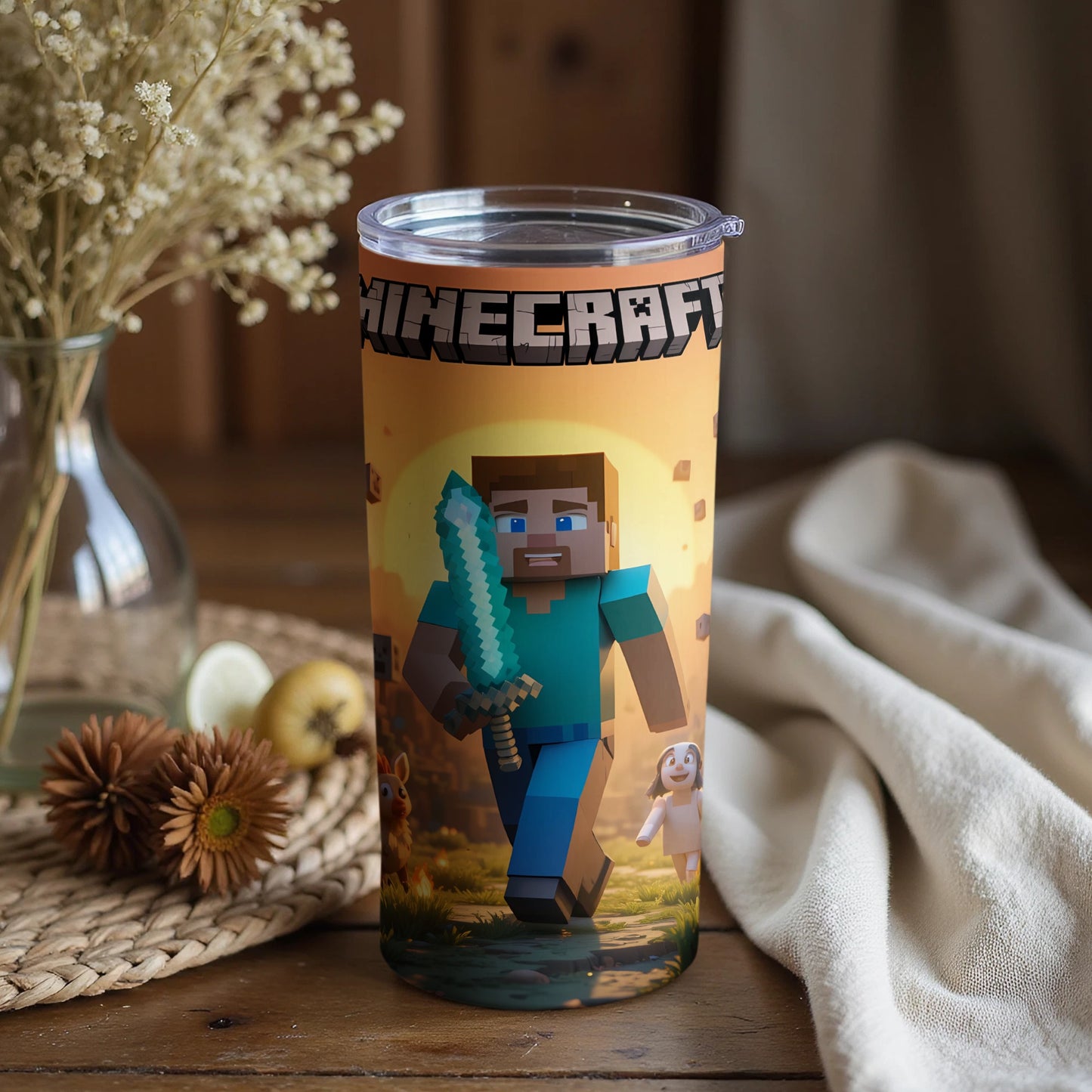 Minecraft Themed Tumbler with Adventure Design