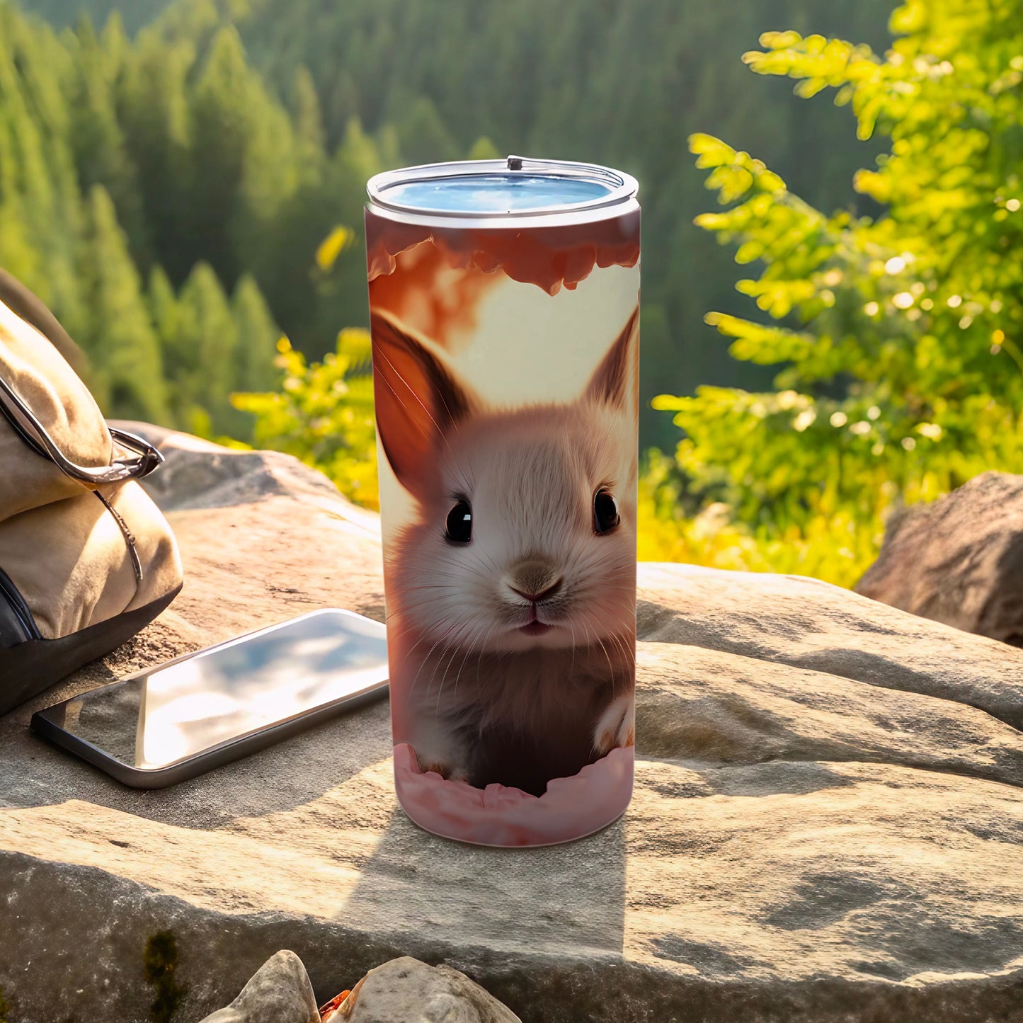 Adorable Bunny Printed Insulated Tumbler Travel Mug