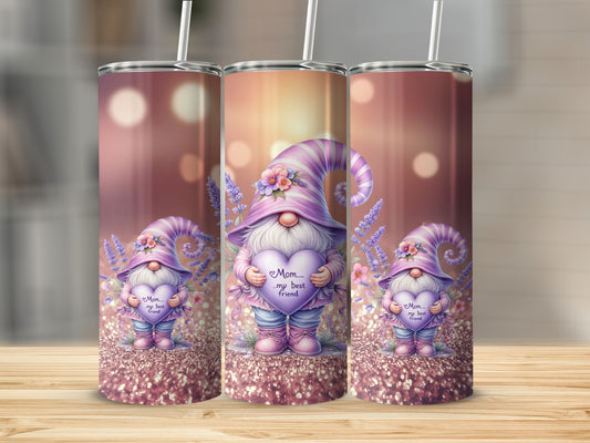 Cute Gnome Design Best Friend Mom Tumbler Cup