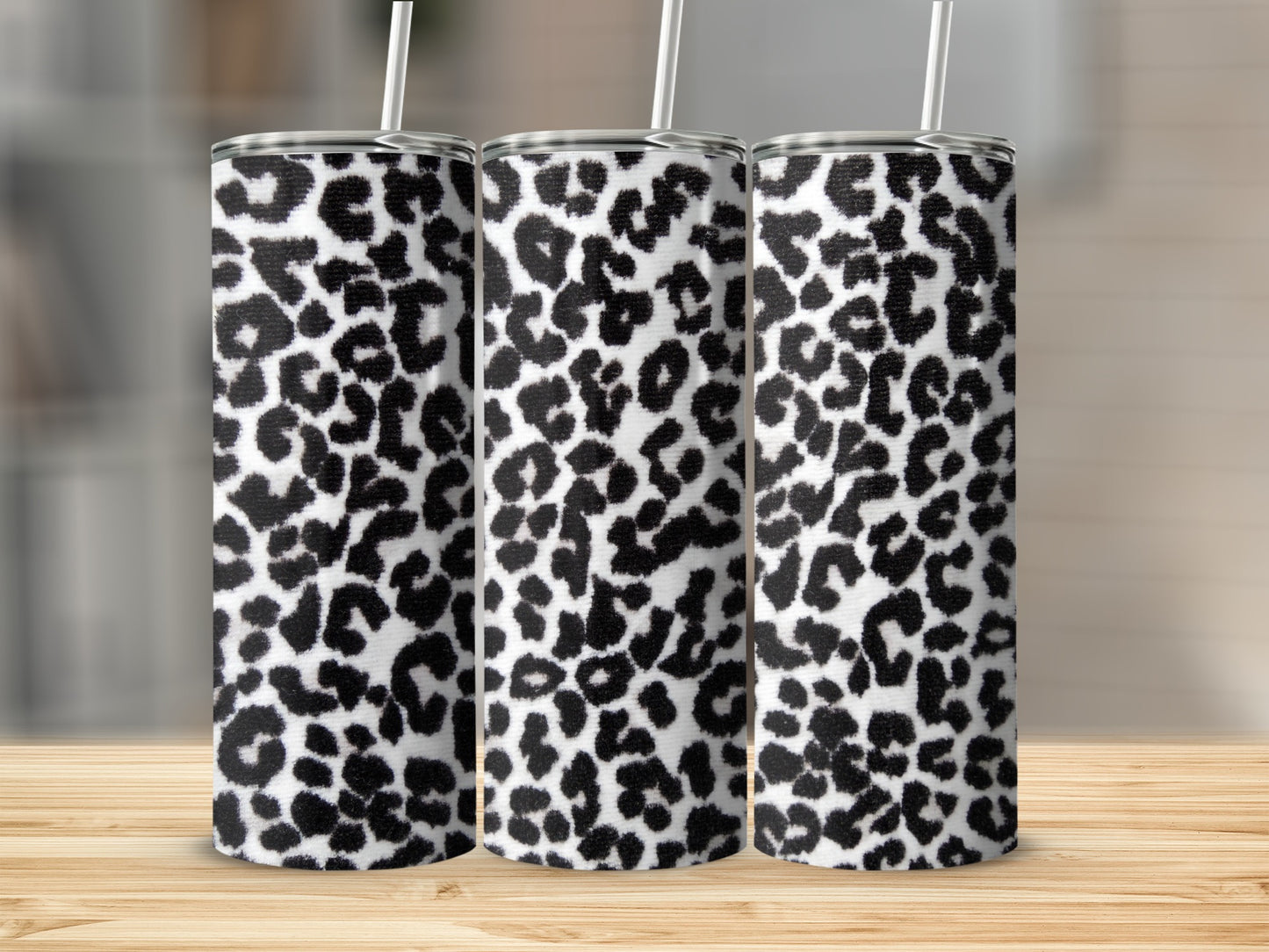Stylish Black and White Leopard Print Tumbler Product