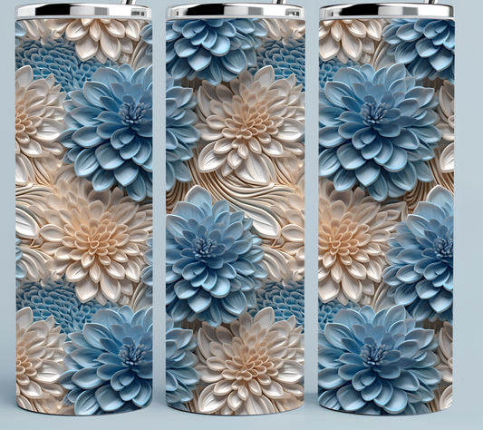White and Blue Flowers tumbler
