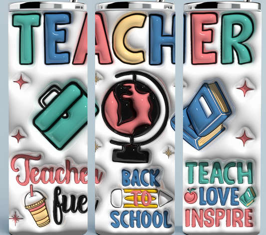 Teacher Tumbler 3D Inflated