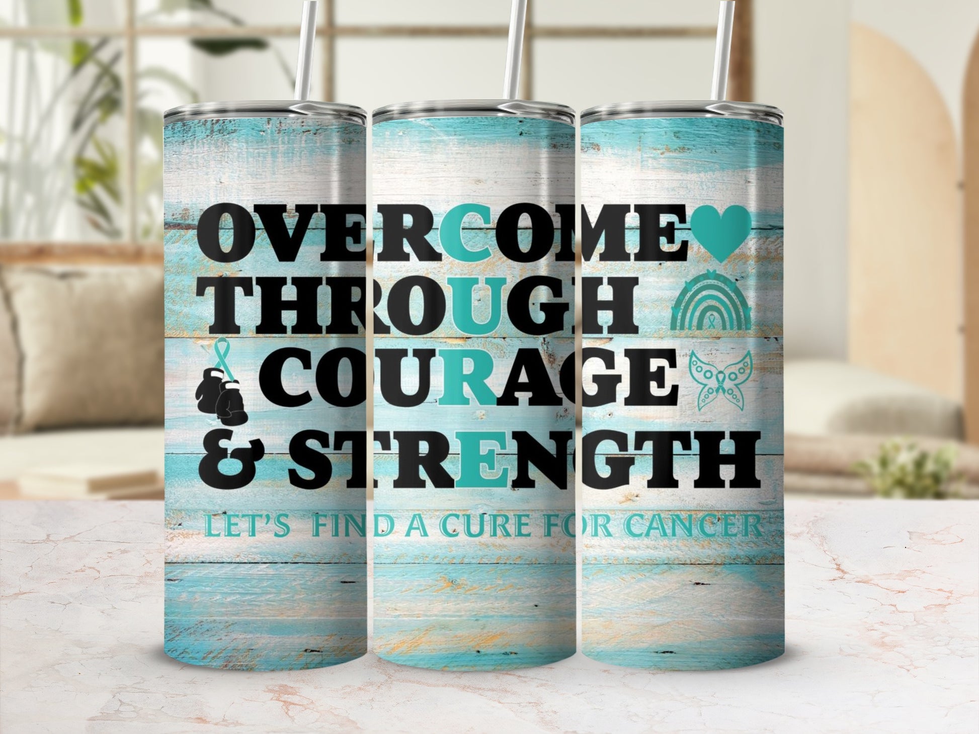 Overcome Through Courage and Strength Tumbler