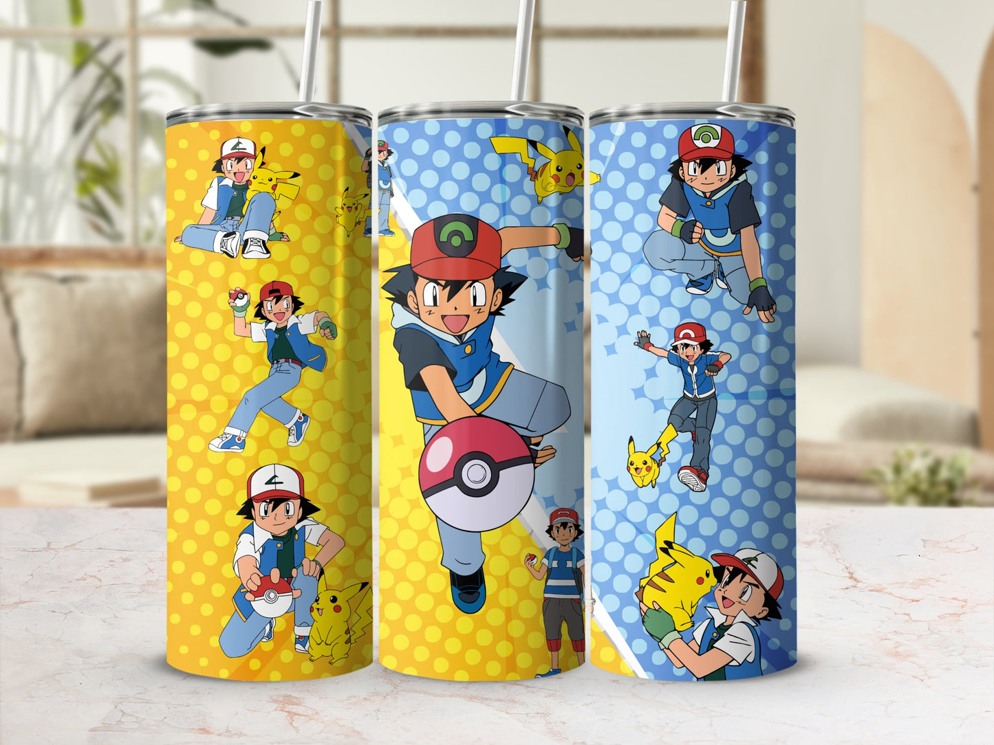 Colorful Anime Character Tumbler With Straw Flask