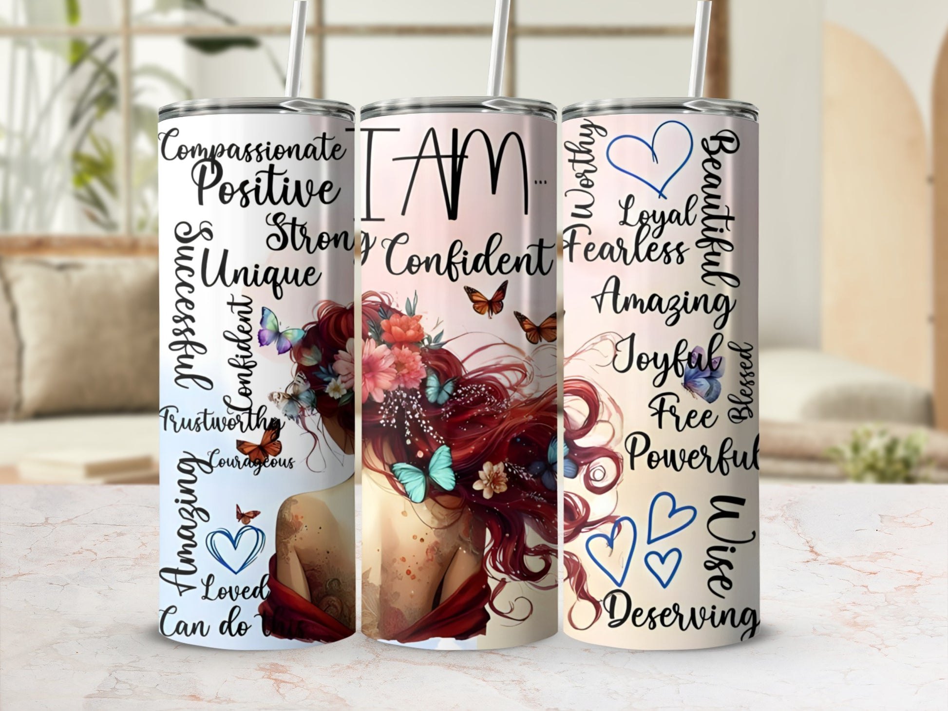 Inspirational Floral Design Stainless Steel Tumbler Cups