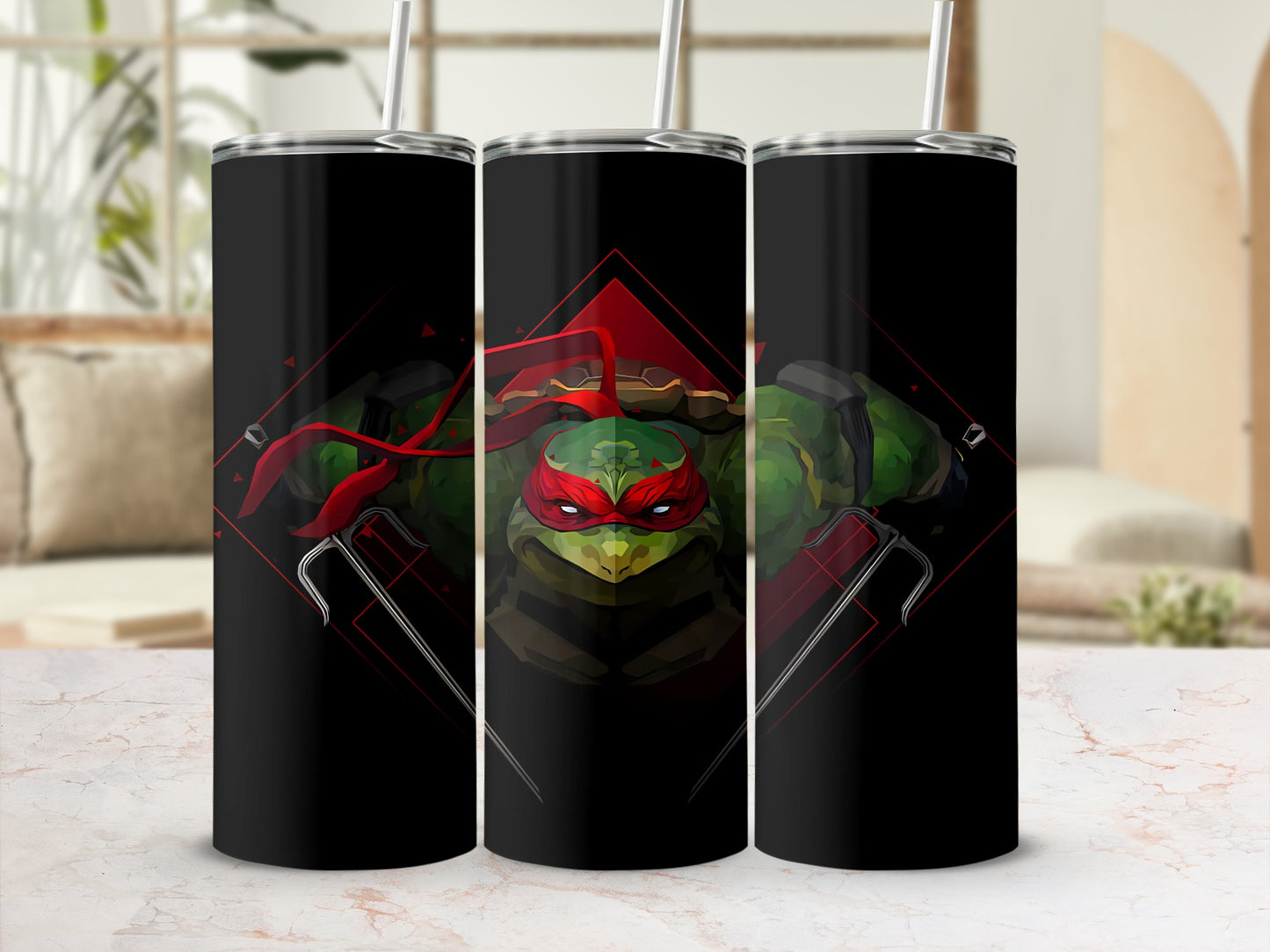 Ninja Turtle Artwork Black Stainless Steel Tumbler