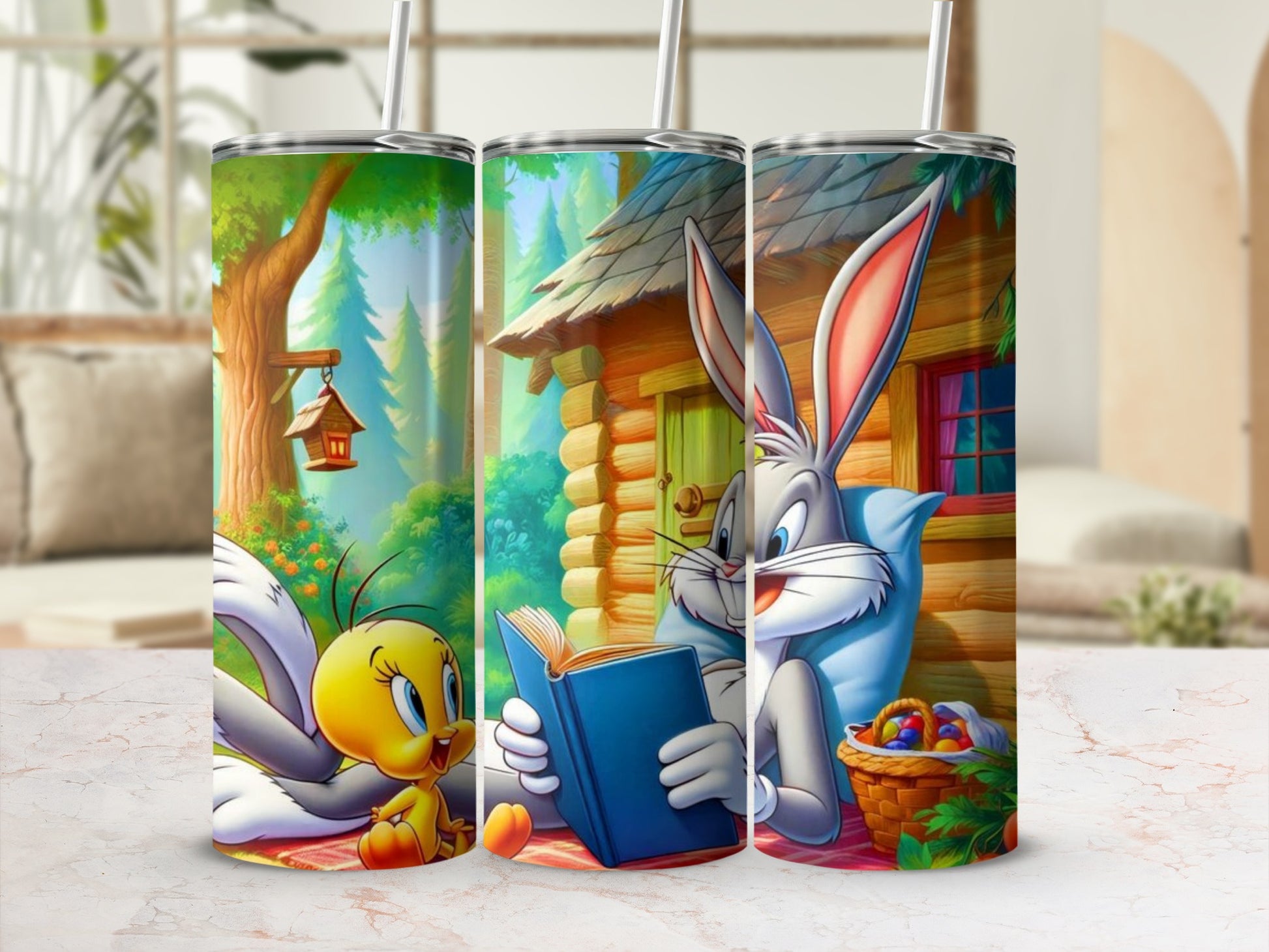 Colorful cartoon characters design drinkware tumbler