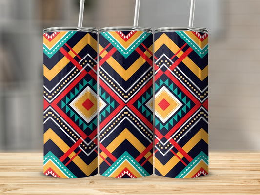 Vibrant Aztec Pattern Tumbler with Straw Tumbler product