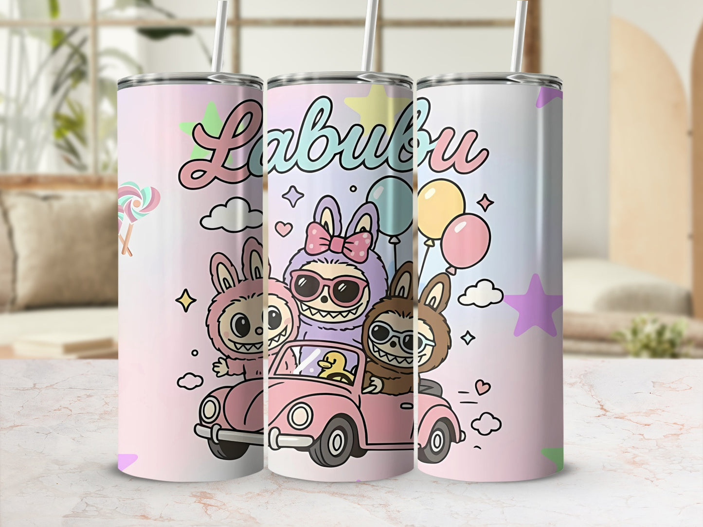 Cute Cartoon Characters in Car Design Tumbler